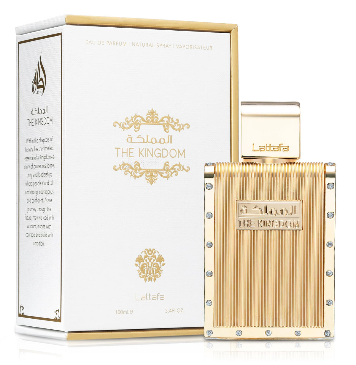 Lattafa The Kingdom Eau De Parfum Spray bottle side view