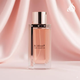 Lattafa The Kingdom Eau De Parfum with floral background