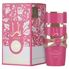 Lattafa Yara Candy 20ml perfume bottle side view