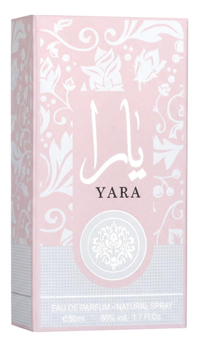 Lattafa Yara Eau de Parfum 50ml in elegant packaging with brand logo
