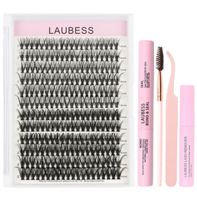 LAUBESS Lash Clusters Kit contents including lash clusters and tools