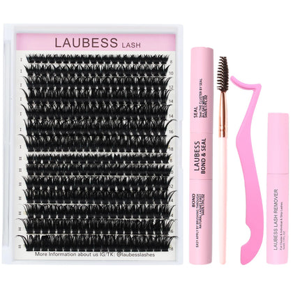 LAUBESS Lash Clusters Kit including lash clusters and tools