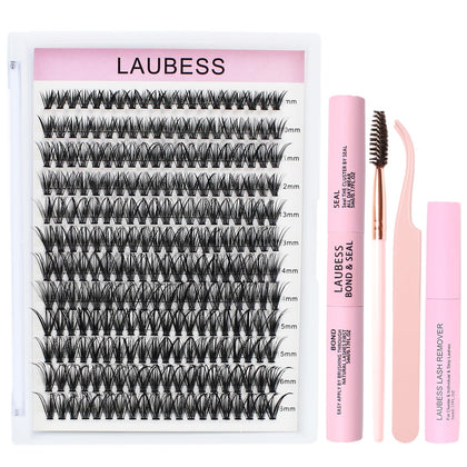 LAUBESS Lash Clusters Kit including lash clusters, bond, and remover