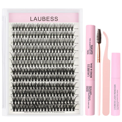 LAUBESS Lash Clusters Kit including lashes, bond, and tools
