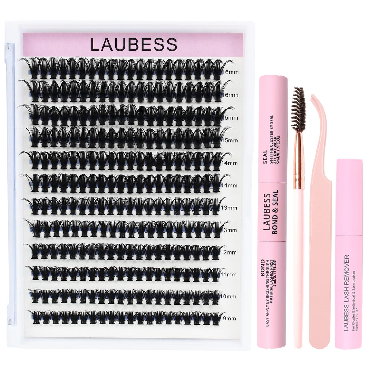 LAUBESS Lash Clusters Kit packaging front view