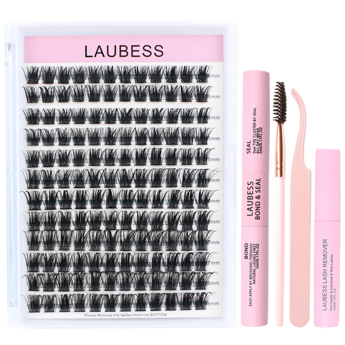 LAUBESS Lash Clusters Kit with all components displayed