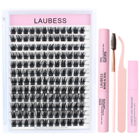 LAUBESS Lash Clusters Kit with all components displayed