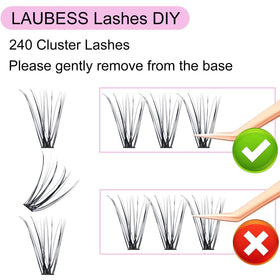 LAUBESS lash clusters showing ultra-thin band