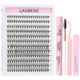 LAUBESS Lash Extension Kit contents including lash clusters and tools