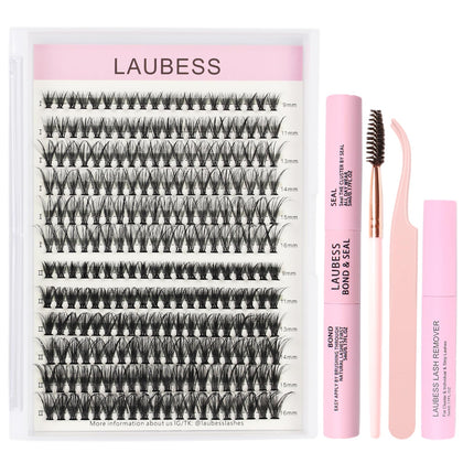 LAUBESS Lash Extension Kit including lash clusters and tools