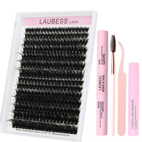 LAUBESS Lash Extension Kit with clusters, bond, and seal