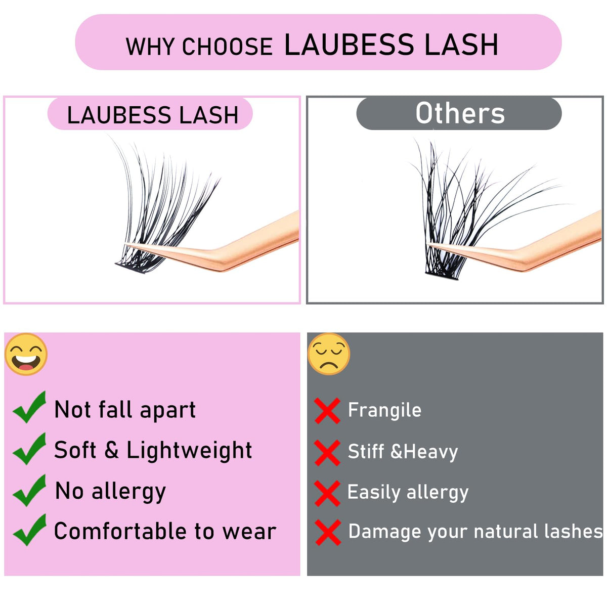 LAUBESS LASH stainless steel tweezers for lash application