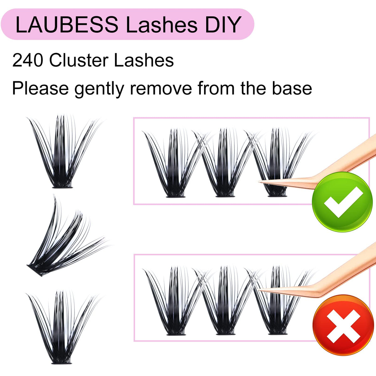 LAUBESS Lash Tweezers and Brush included in kit