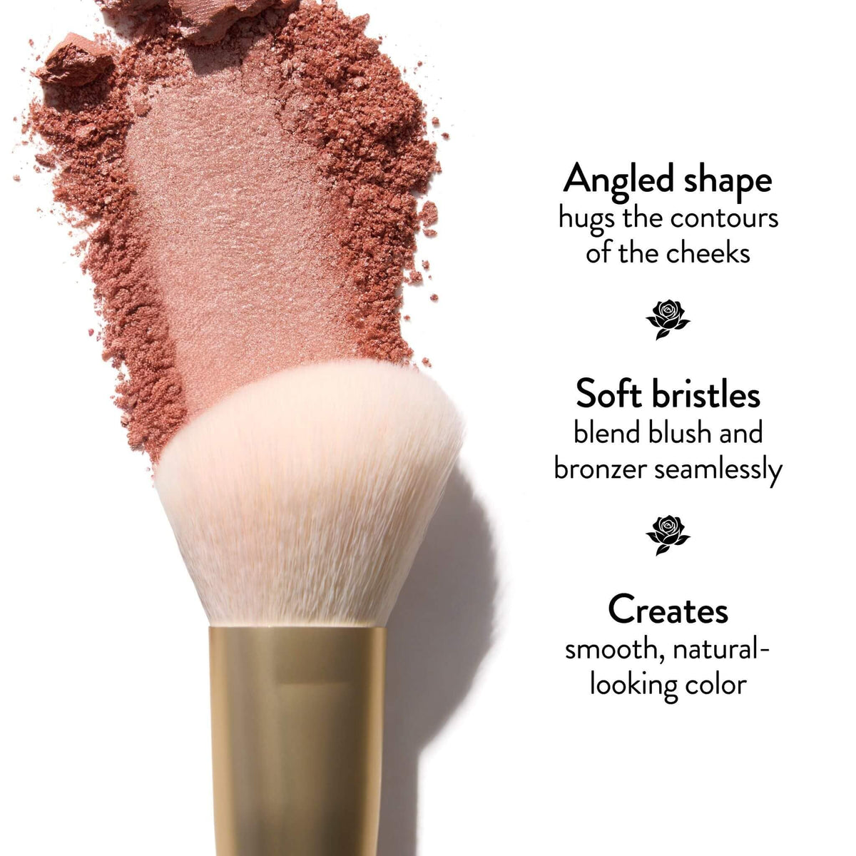LAURA GELLER Angled Blush Brush side view showcasing slanted bristles
