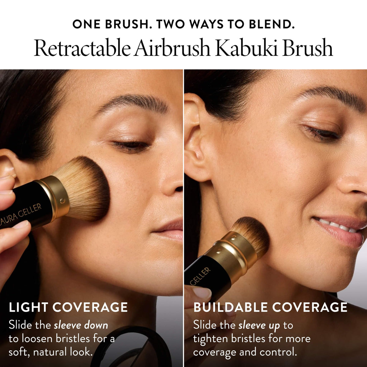 LAURA GELLER Baked Balance-n-Brighten Foundation with kabuki brush on vanity