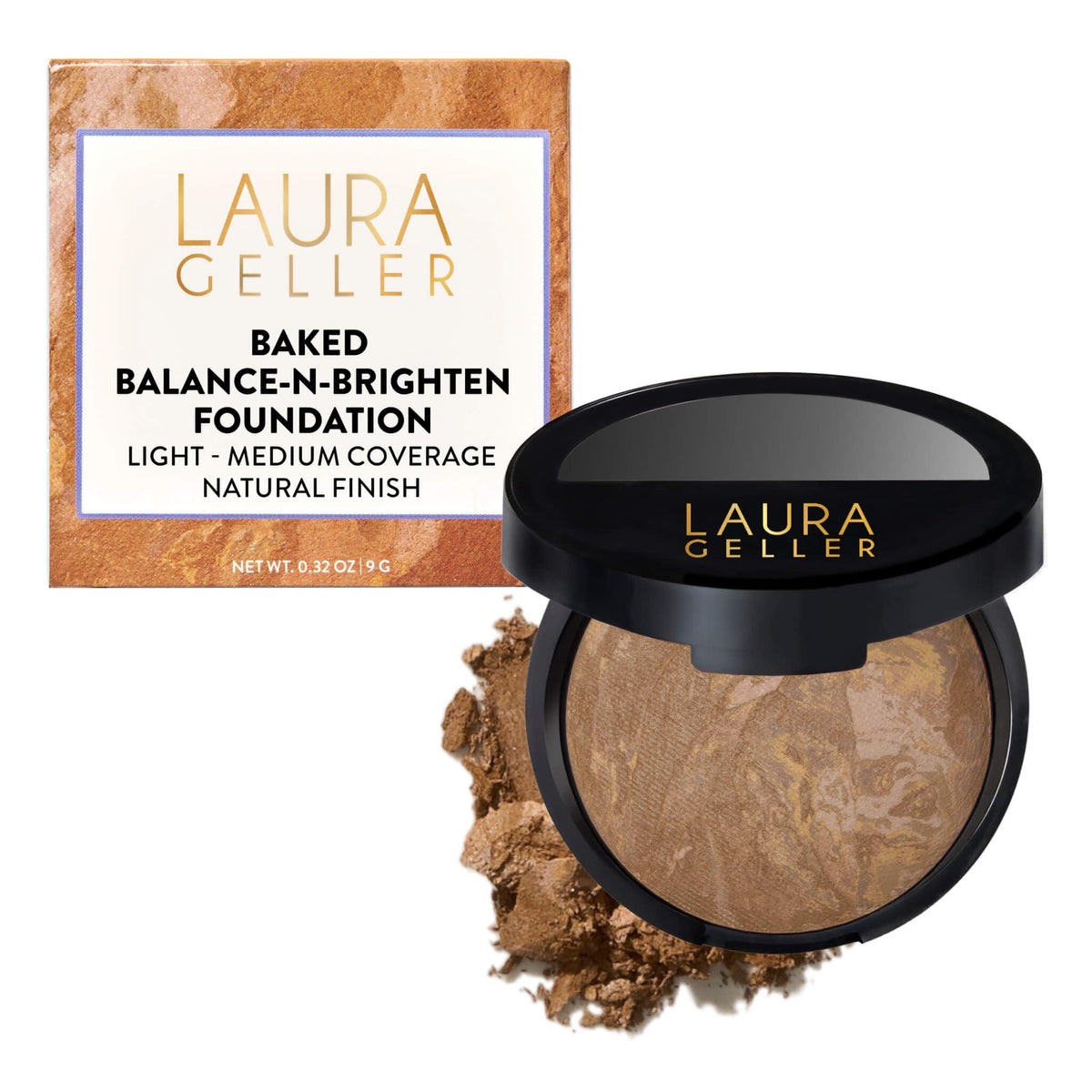 LAURA GELLER Baked Balance-n-Brighten Powder Foundation in Sand front view