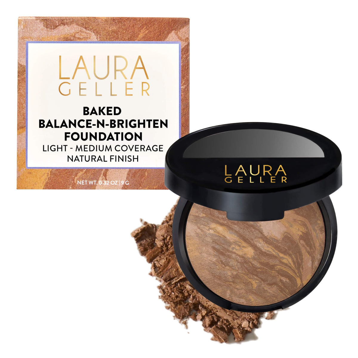 LAURA GELLER Baked Balance-n-Brighten Powder Foundation Tan front view