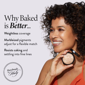 LAURA GELLER Baked Balance-N-Glow Powder Foundation application with brush