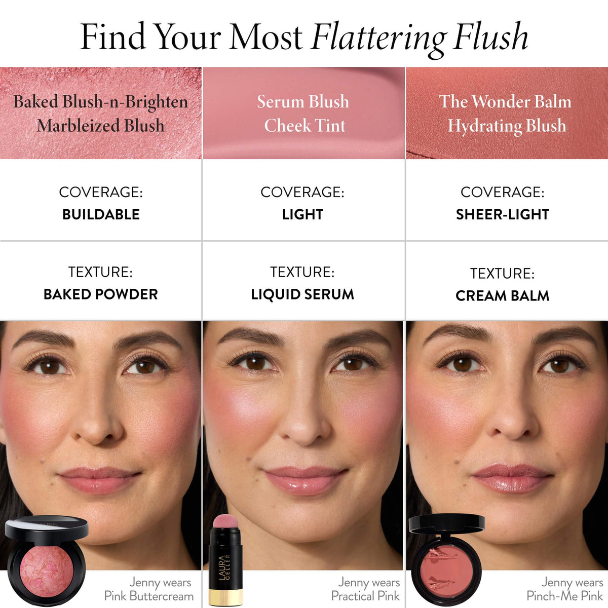 LAURA GELLER Baked Blush-n-Brighten Powder Blush on makeup vanity