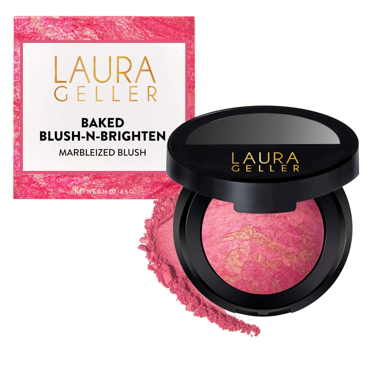 LAURA GELLER Baked Blush-n-Brighten Powder Blush Sunlit Rose front view