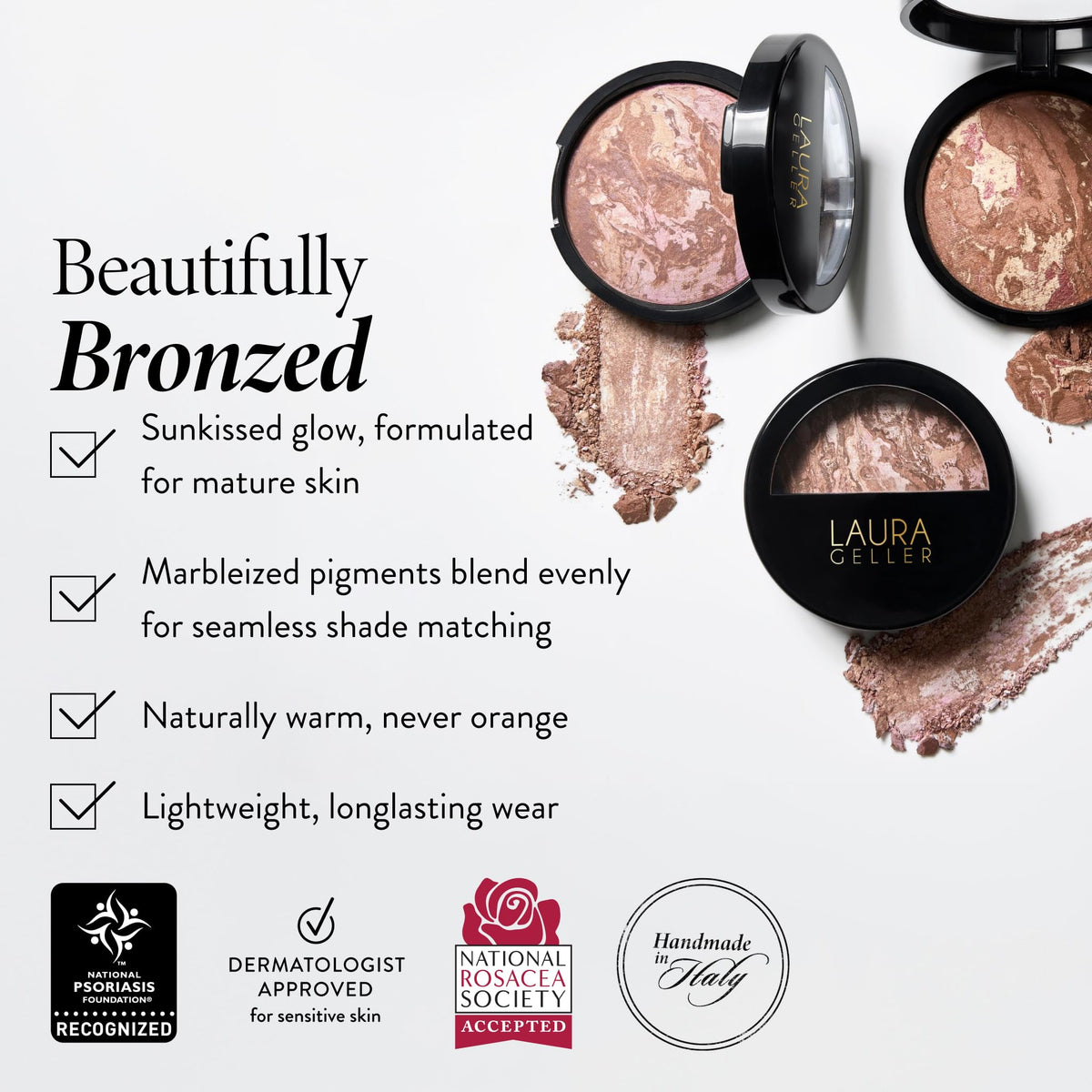 LAURA GELLER Baked Bronze-N-Brighten Bronzer Powder Deep in packaging
