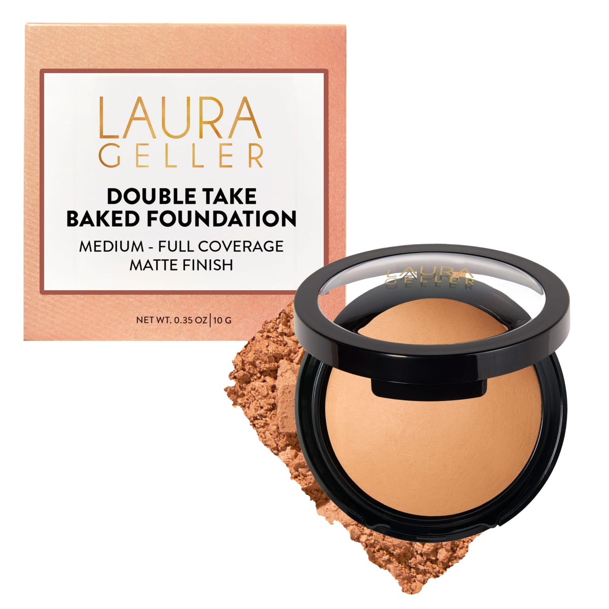 LAURA GELLER Baked Double Take Powder Foundation Golden Medium front view