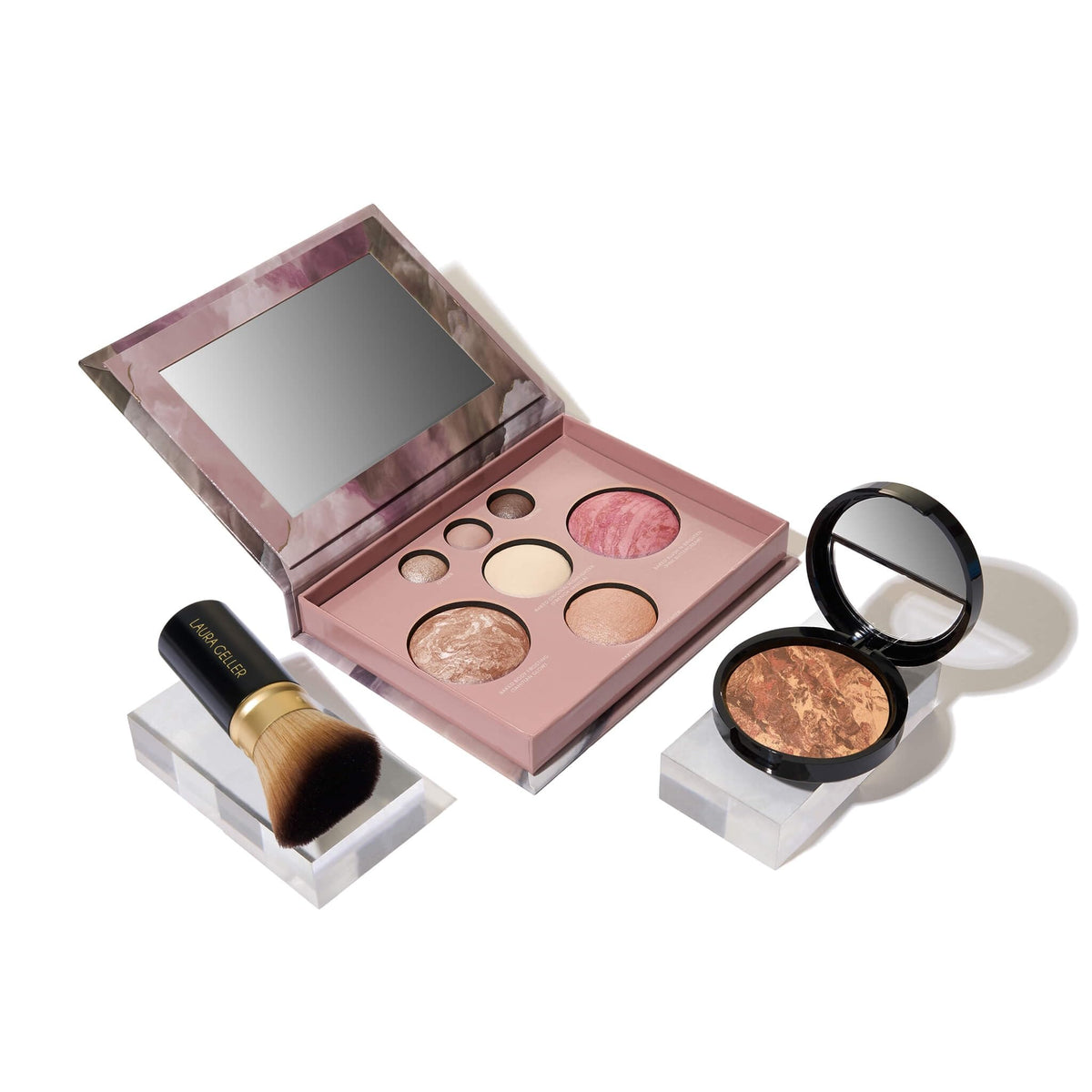 LAURA GELLER Baked Starter Kit front view with palette and brush