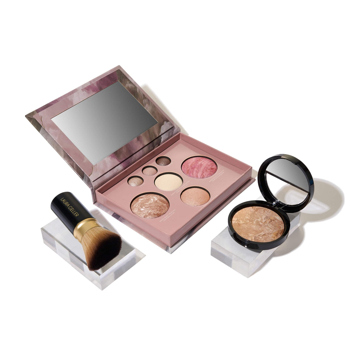 LAURA GELLER Baked Starter Kit front view with palette and brush