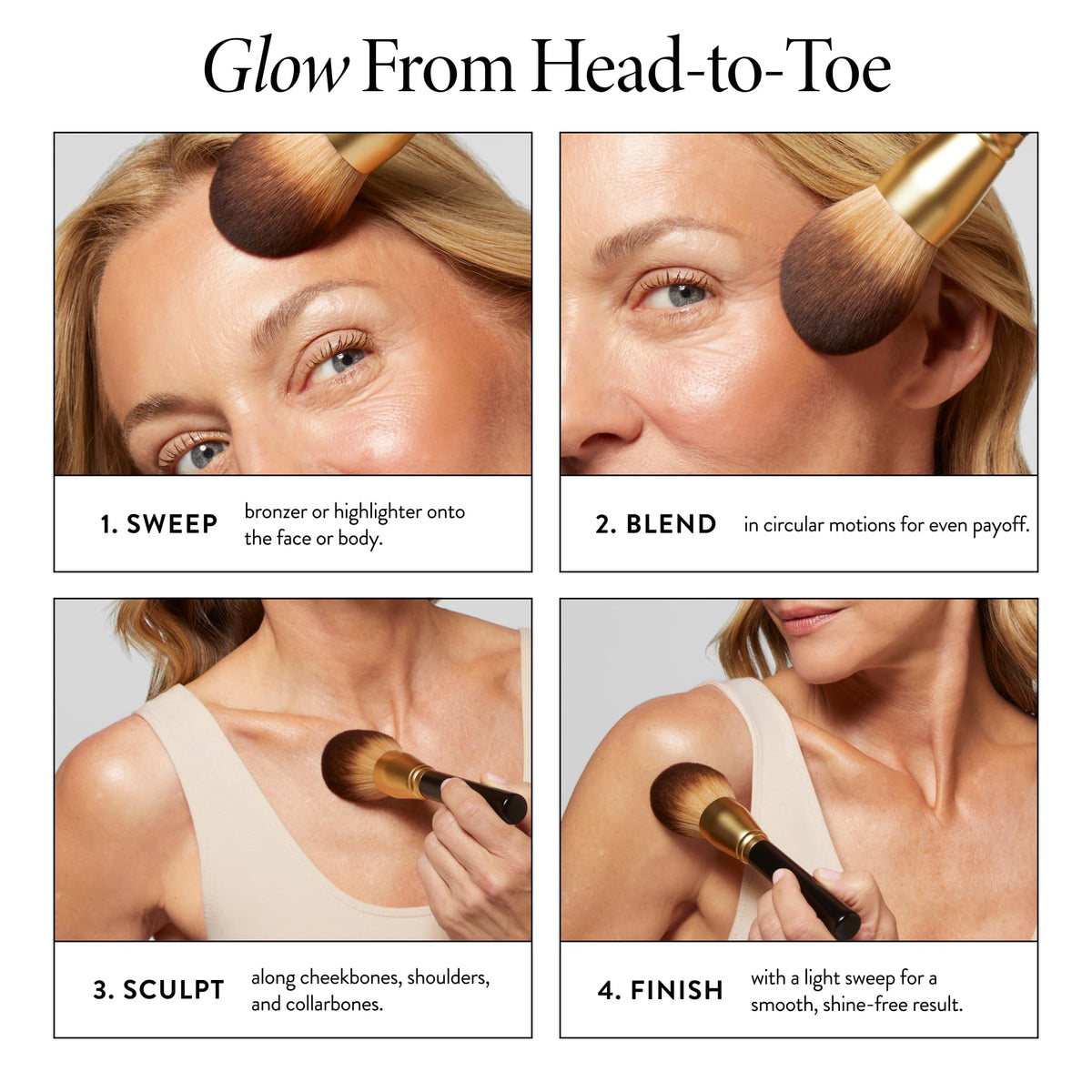 LAURA GELLER Classic Bronzer Brush side view showing domed shape