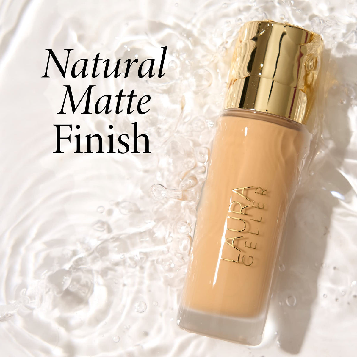 LAURA GELLER Double Take Liquid Foundation Tan texture on skin