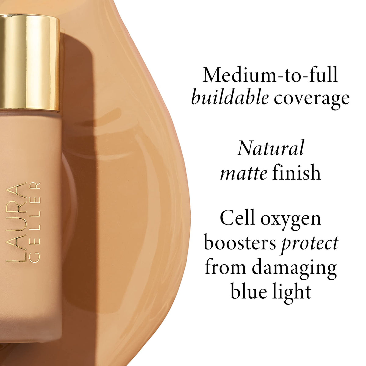 LAURA GELLER Double Take Liquid Foundation Tan with sponge applicator