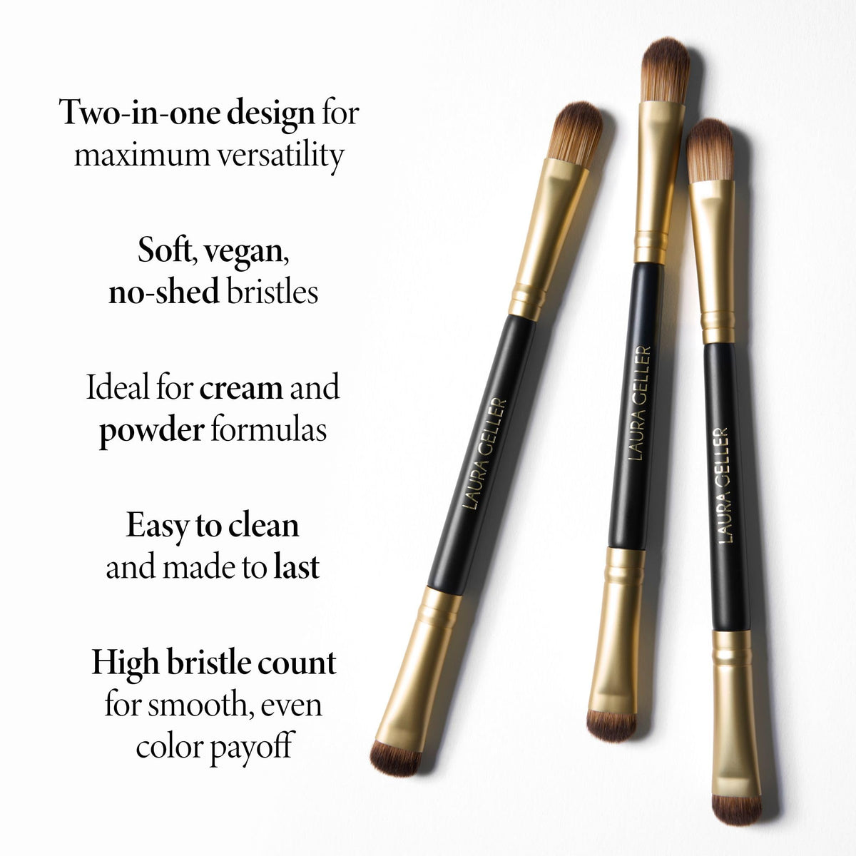 LAURA GELLER Dual-Ended Eyeshadow Brush with eyeshadow palettes