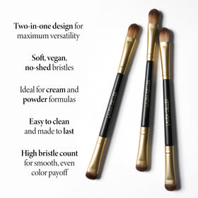LAURA GELLER Dual-Ended Eyeshadow Brush with eyeshadow palettes