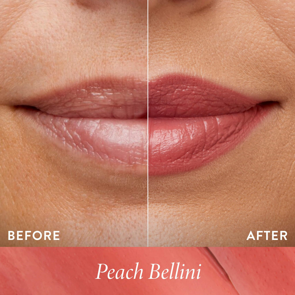 LAURA GELLER Italian Marble Sheer Lipstick Peach Bellini swatch on skin