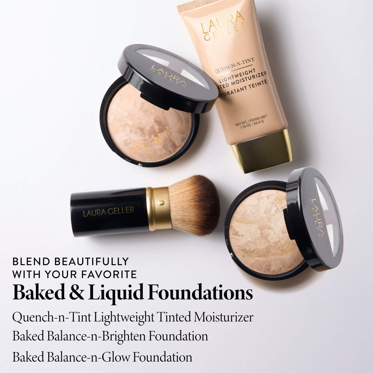 LAURA GELLER Kabuki Brush in beauty routine setup