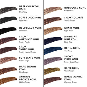 LAURA GELLER Kajal Eyeliner Pencil Soft Slate on a makeup table