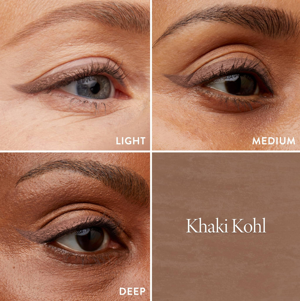 LAURA GELLER Kajal Longwear Kohl Eyeliner Pencil Khaki applied as eyeshadow