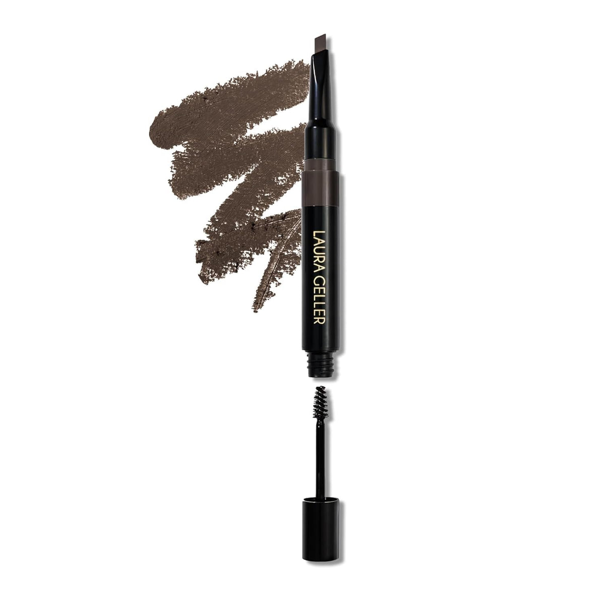 LAURA GELLER Sculpt-n-Stay 2-in-1 Eyebrow Pencil & Gel in Dark Brown, front view