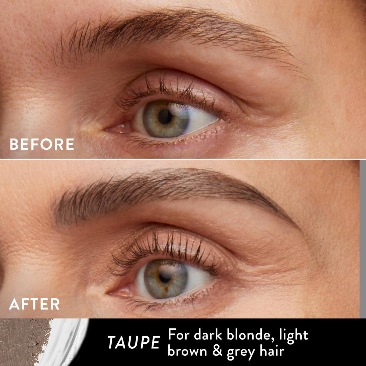 LAURA GELLER Sculpt-n-Stay 2-in-1 Eyebrow Pencil & Gel Taupe angled tip close-up