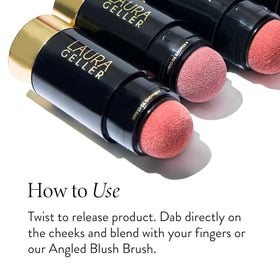 LAURA GELLER Serum Blush Tint Blushing Berry with blush brush