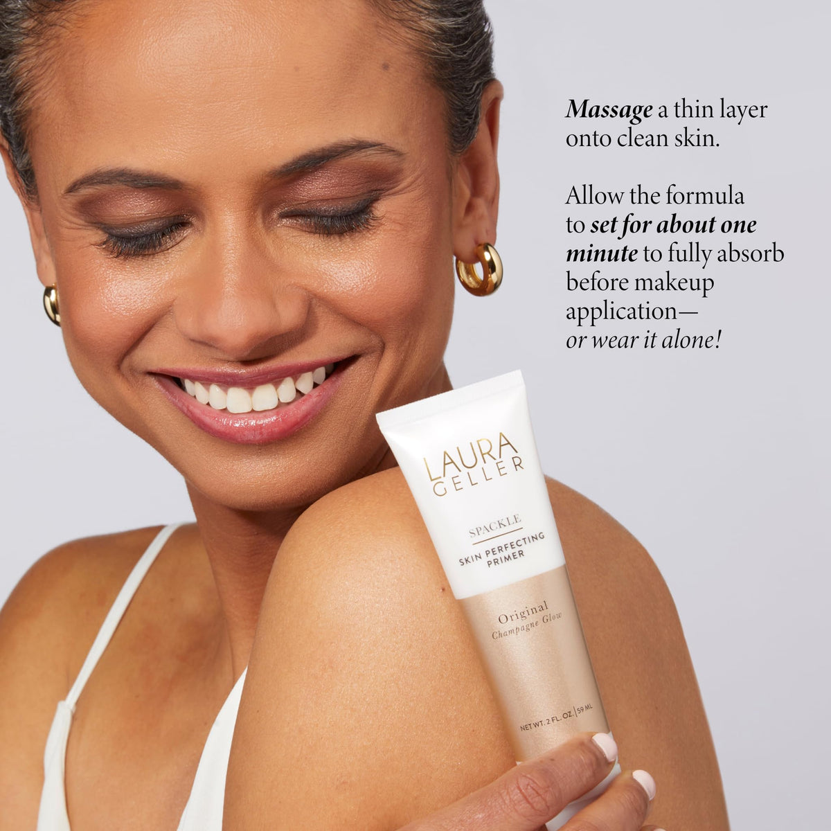 LAURA GELLER Spackle Makeup Primer Champagne Glow with makeup products