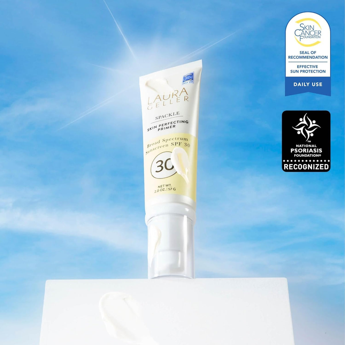 LAURA GELLER Spackle Makeup Primer SPF 30 with makeup products