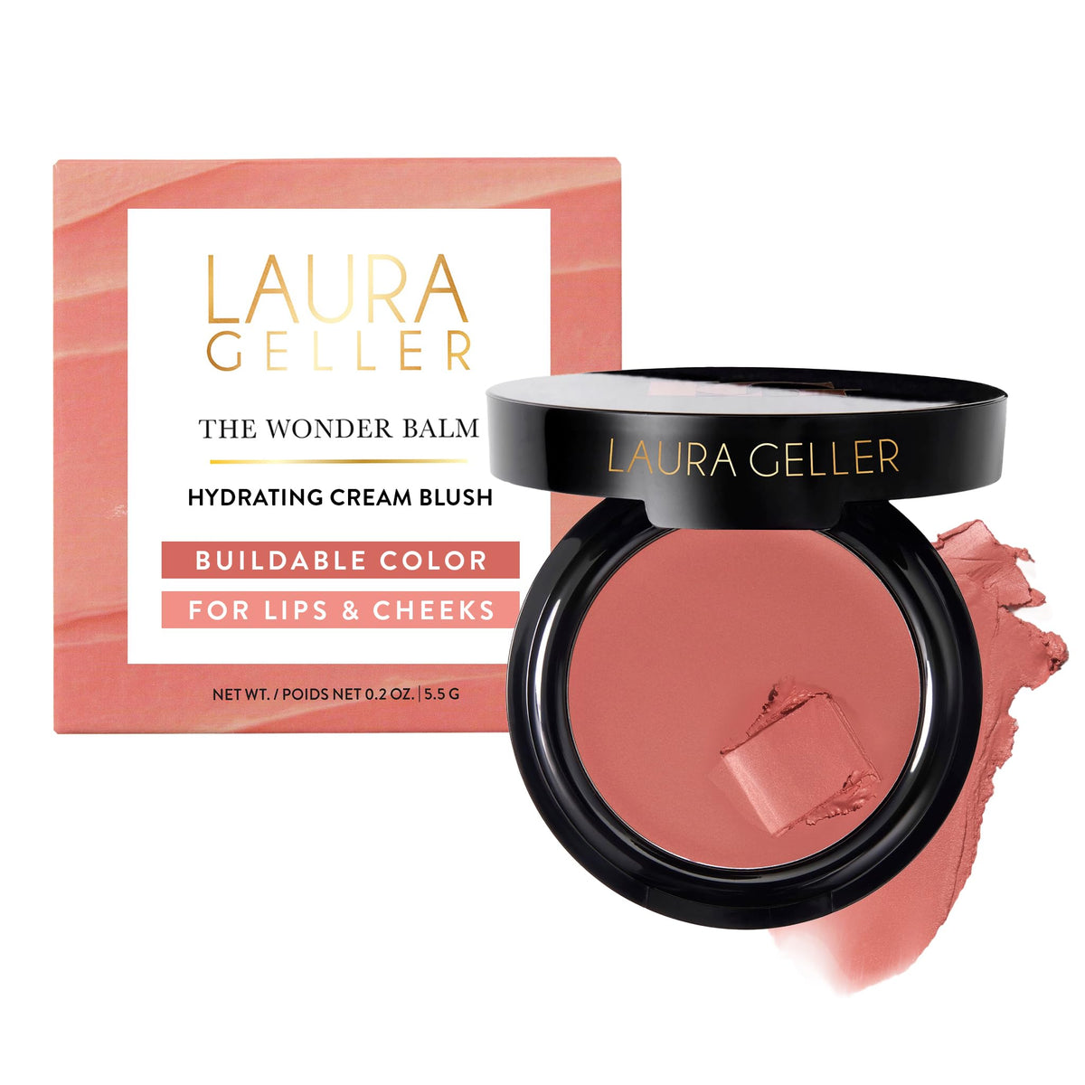 LAURA GELLER The Wonder Balm Cream Blush front view in Pinch-Me Pink