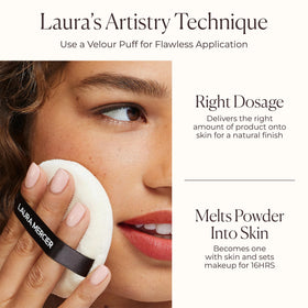 Laura Mercier Translucent Loose Setting Powder displayed with makeup products