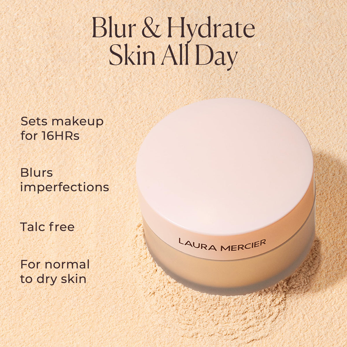 Laura Mercier Translucent Loose Setting Powder Mini on a vanity