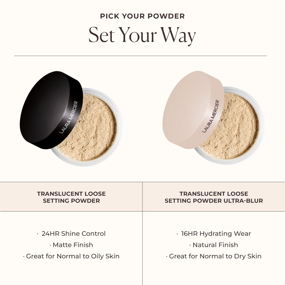 Laura Mercier Translucent Loose Setting Powder on makeup table