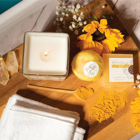 Lavender bath bomb and honey soap in the Sunshine Gift Box