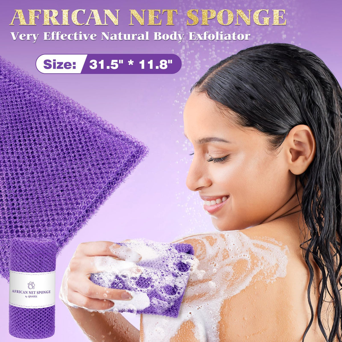 Lavender bath salt and purple African bath sponge