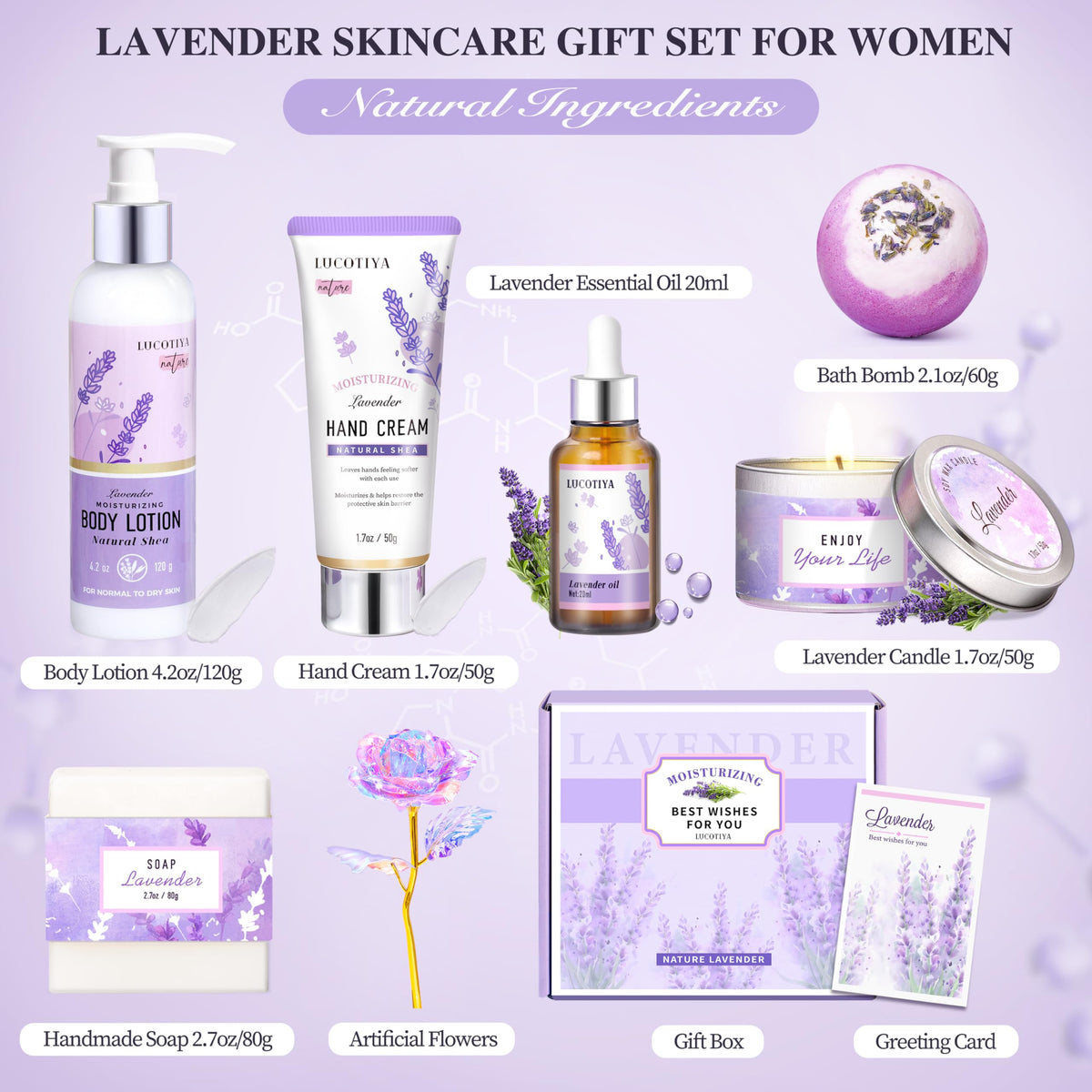 Lavender essential oil bottle from LUCOTIYA gift set