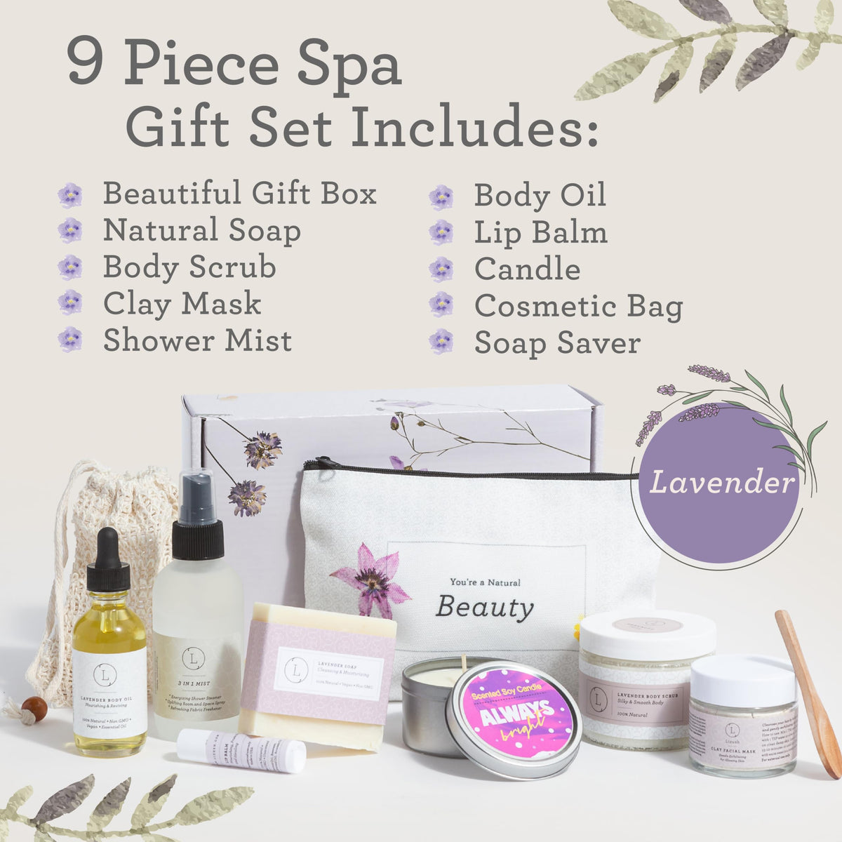 Lavender natural soap bar from Lizush spa set